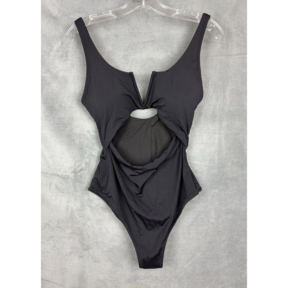 Meyeeka Black Monokini Swimsuit Women's Size Large One Piece Cut Out High Waist